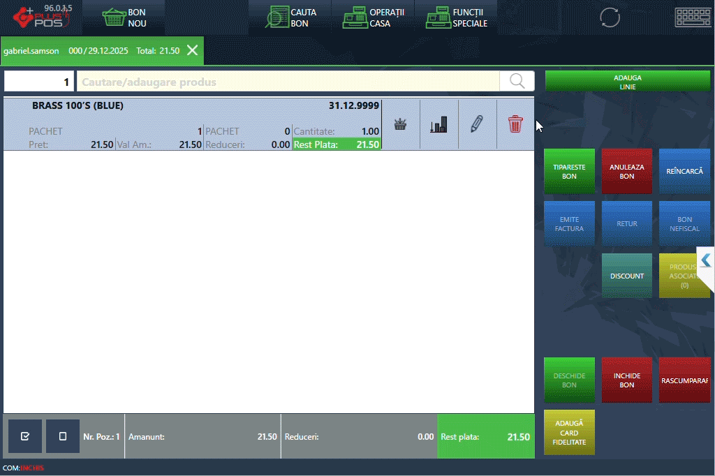 PLUS POS - Corecții bon